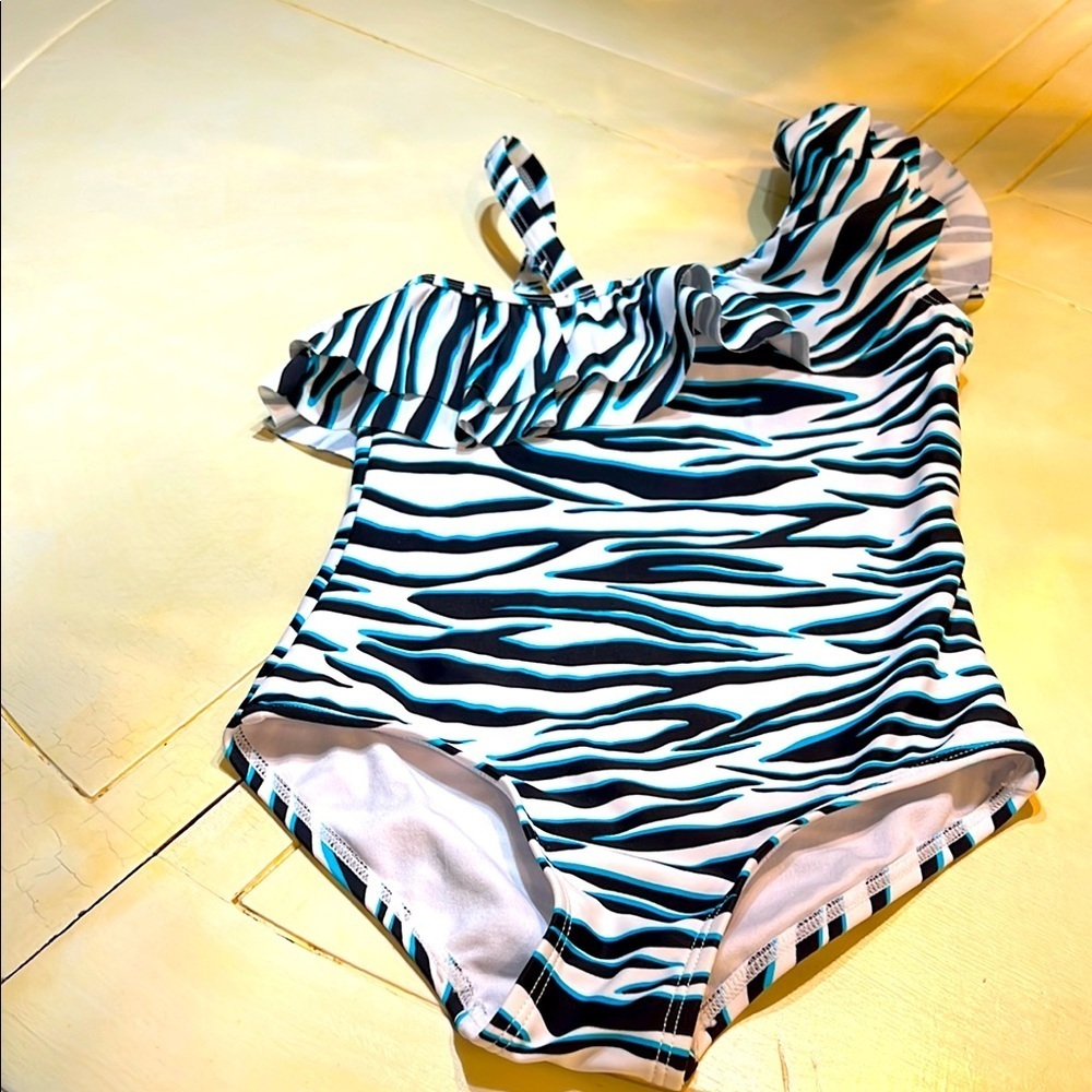 Stylish Zebra Print Kids Swimsuit by Kami size 5